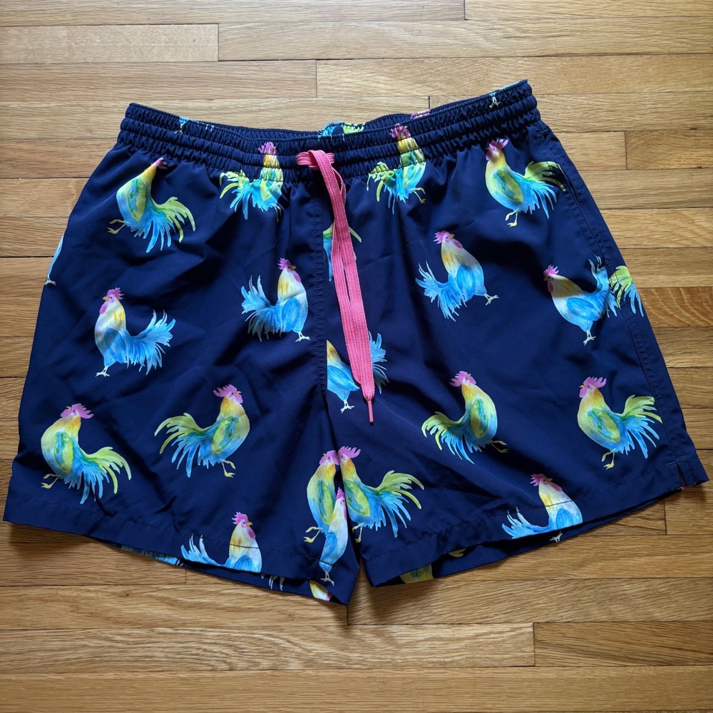 Chubbies Fowl Plays Classic Swim Trunks Pool Resort Rooster Men XL 5.5" Inseam